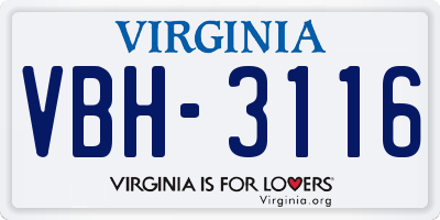 VA license plate VBH3116