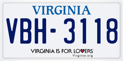 VA license plate VBH3118