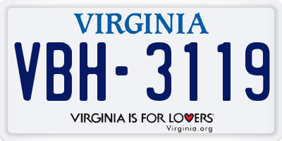 VA license plate VBH3119