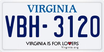 VA license plate VBH3120