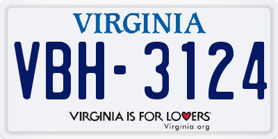 VA license plate VBH3124