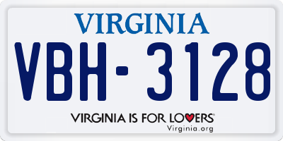 VA license plate VBH3128