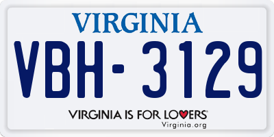 VA license plate VBH3129