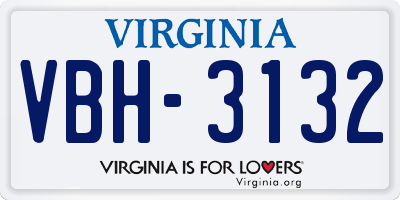 VA license plate VBH3132
