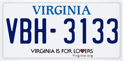 VA license plate VBH3133