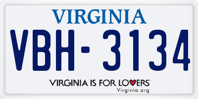 VA license plate VBH3134