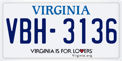 VA license plate VBH3136
