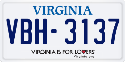 VA license plate VBH3137