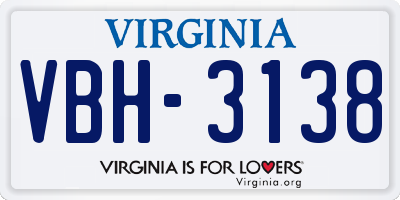 VA license plate VBH3138