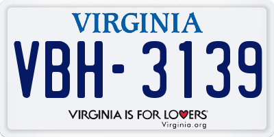 VA license plate VBH3139