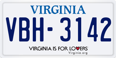 VA license plate VBH3142