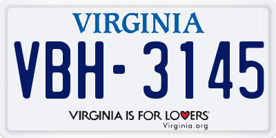 VA license plate VBH3145