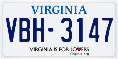VA license plate VBH3147