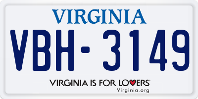VA license plate VBH3149