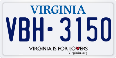 VA license plate VBH3150