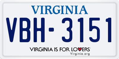 VA license plate VBH3151