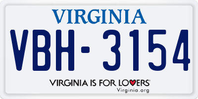 VA license plate VBH3154