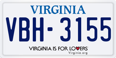 VA license plate VBH3155