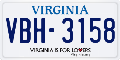 VA license plate VBH3158
