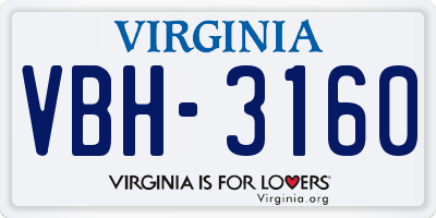 VA license plate VBH3160