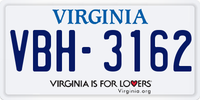 VA license plate VBH3162