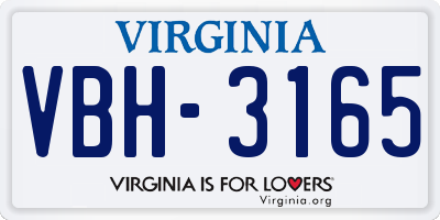 VA license plate VBH3165