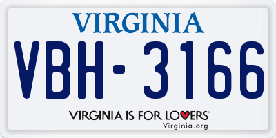 VA license plate VBH3166