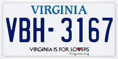 VA license plate VBH3167