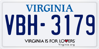 VA license plate VBH3179
