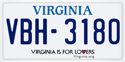 VA license plate VBH3180