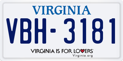 VA license plate VBH3181