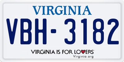 VA license plate VBH3182