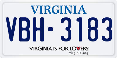 VA license plate VBH3183