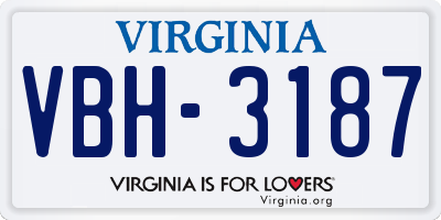 VA license plate VBH3187
