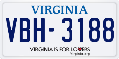 VA license plate VBH3188