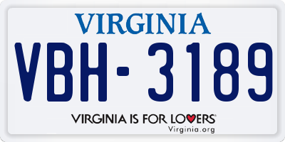 VA license plate VBH3189