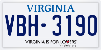 VA license plate VBH3190