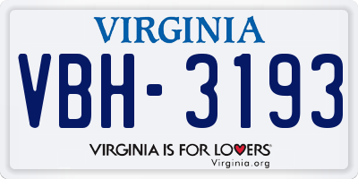VA license plate VBH3193