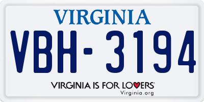 VA license plate VBH3194