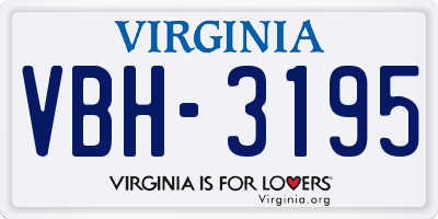 VA license plate VBH3195