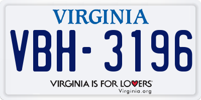 VA license plate VBH3196
