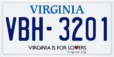 VA license plate VBH3201