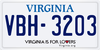 VA license plate VBH3203