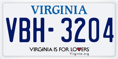 VA license plate VBH3204