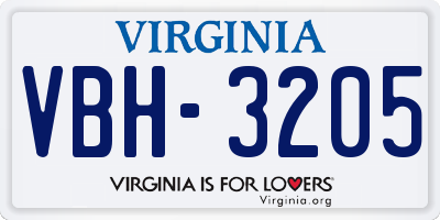 VA license plate VBH3205