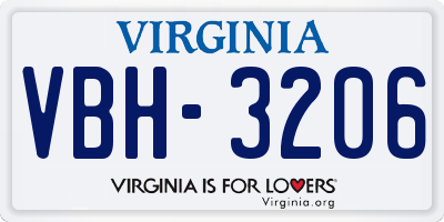 VA license plate VBH3206
