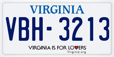 VA license plate VBH3213