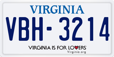 VA license plate VBH3214