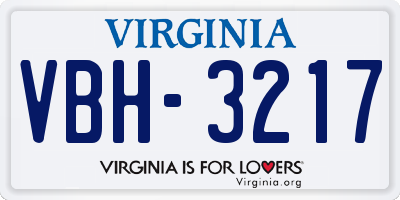 VA license plate VBH3217