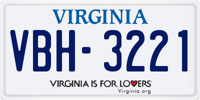 VA license plate VBH3221